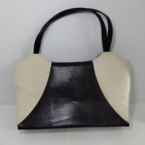 Lennox Bags Vintage 1960s Women's Faux Reptile Lizard Skin Purse Black White